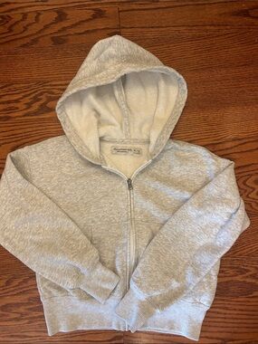 abercrombie kids Heather Gray Full-Zip Hooded Sweatshirt